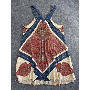 Leifnotes Dress Womens Medium Boho Paisley Print Sleeveless Tank Viscose